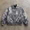 Washed Black White Splash Ink Canvas Jacket | Elastic Rib Hem Dual Zip Pockets | OEM Streetwear