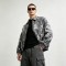 Washed Black White Splash Ink Canvas Jacket | Elastic Rib Hem Dual Zip Pockets | OEM Streetwear
