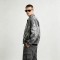 Washed Black White Splash Ink Canvas Jacket | Elastic Rib Hem Dual Zip Pockets | OEM Streetwear