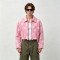 Washed Polka Dot DTG Print Distressed Cropped Canvas Jacket | Abrade Edge Full Zip Design | Custom Streetwear