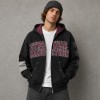 Rivet Screen Print Applique Rhinestone Washed Zip Hoodie | Leopard Lined Star Web Graphic | Streetwear Manufacturer