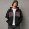 Rivet Screen Print Applique Rhinestone Washed Zip Hoodie | Leopard Lined Star Web Graphic | Streetwear Manufacturer