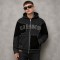 Vintage Washed Applique Leopard Patch Zip Hoodie with Woven Label | Hotfix Rhinestone Detail | OEM Streetwear