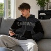 Vintage Washed Applique Leopard Patch Zip Hoodie with Woven Label | Hotfix Rhinestone Detail | OEM Streetwear