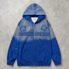 Gradient Washed DTG Print Star Applique Zip Hoodie | Daily Street Casual Wear | Custom Streetwear