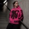 Skeleton Applique Embroidery with Woven Label Zip Hoodie | Pink Raw Fray Edge Rhinestone Decor | Clothing Manufacturer