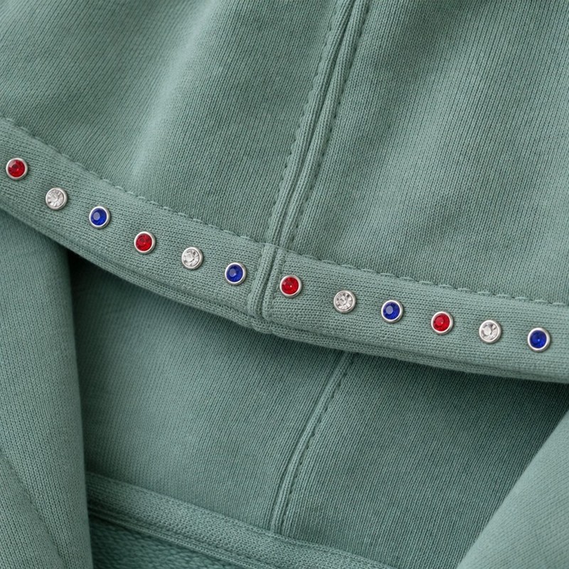 Washed Splash ink Letter Applique Cropped Zip Hoodie