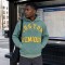 Washed Splash ink Letter Applique Cropped Zip Hoodie | Multicolor Rhinestone Decor | Custom Streetwear