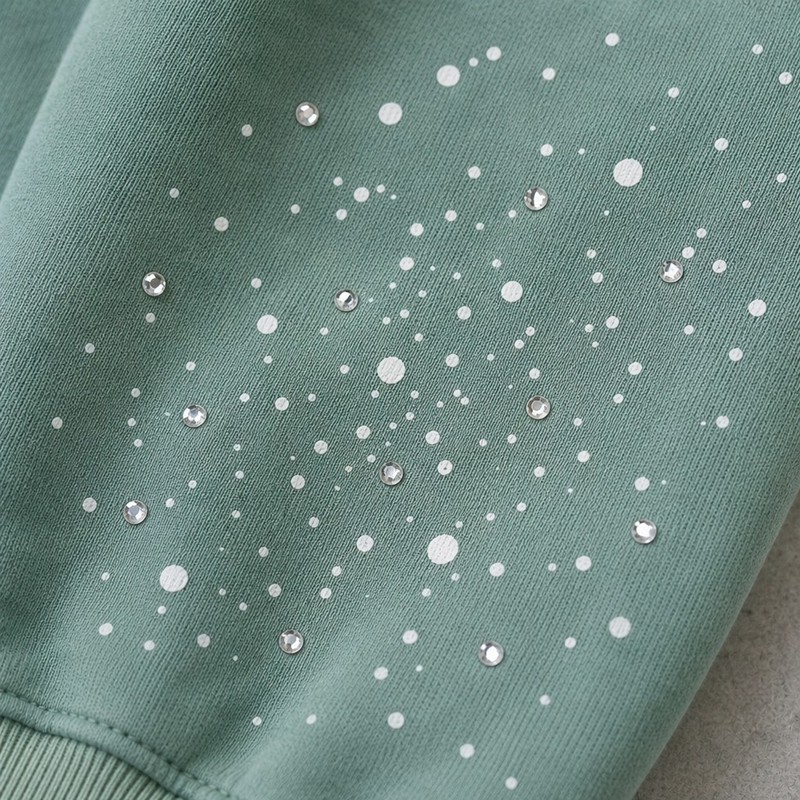 Washed Splash ink Letter Applique Cropped Zip Hoodie