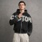 Washed Raw edge Letter Applique Zip Hoodie | Gradient Sleeve Hotfix Rhinestone | Custom Streetwear