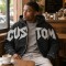 Washed Raw edge Letter Applique Zip Hoodie | Gradient Sleeve Hotfix Rhinestone | Custom Streetwear