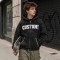 Washed Splash ink Spray Dye Frayed Raw Edge Applique Zip Hoodie | Multi Rhinestone Trim Distressed | Streetwear Manufacturer