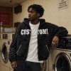 Washed Splash ink Spray Dye Frayed Raw Edge Applique Zip Hoodie | Multi Rhinestone Trim Distressed | Streetwear Manufacturer