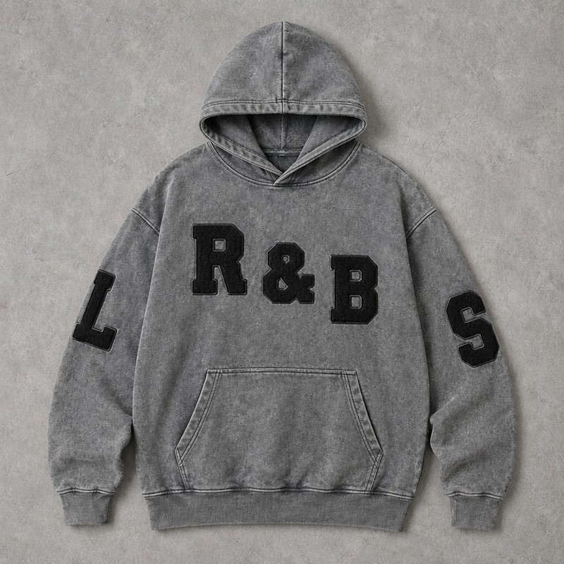 Washed Letter Towel Embroidery Hoodie