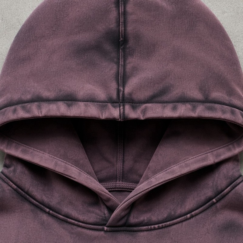 Spray Dye Washed Cross Applique Hoodie 