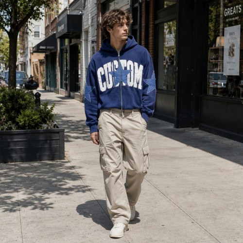 Washed Raw Edge Star Letter Applique Cropped Hoodie | Heavy French Terry Drawstring Hood Top | Custom Streetwear