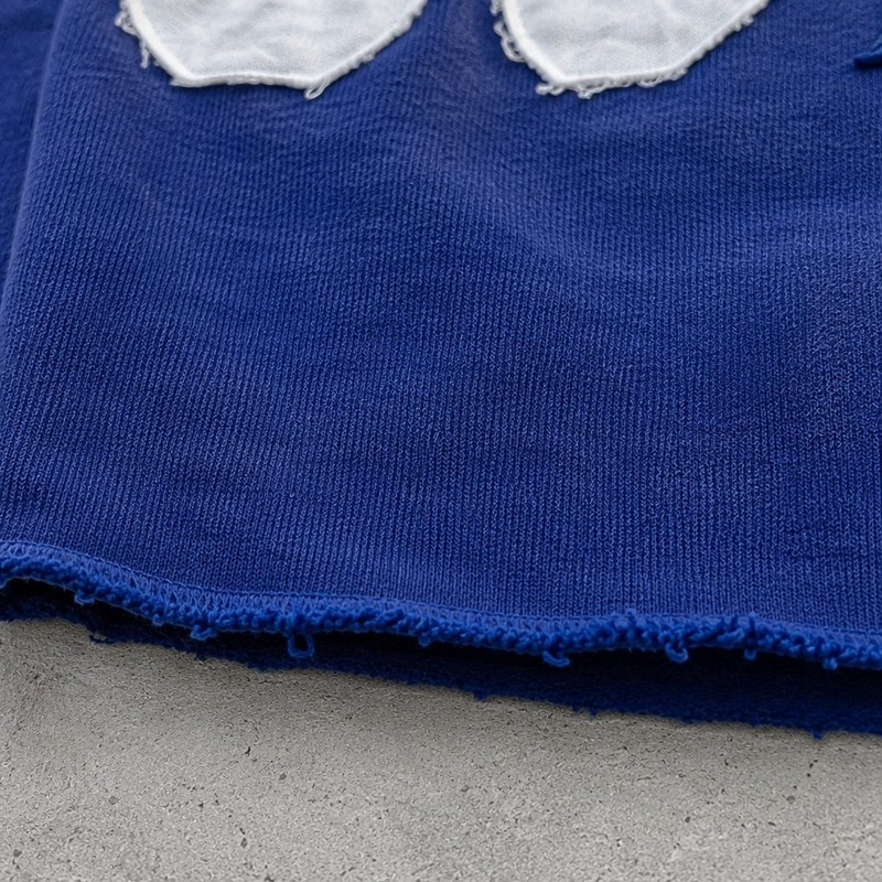 Washed Raw Edge Star Letter Applique Cropped Hoodie