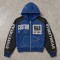 Metal Rivet Screen Print splash ink Zip Hoodie | Retro Graffiti Frayed Applique Hoodie | Clothing Manufacturer