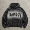 Gradient Washed Spray dye Fray Letter Applique Hoodie | Heavy Cotton Oversize | Custom Streetwear