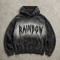 Gradient Washed Spray dye Fray Letter Applique Hoodie | Heavy Cotton Oversize | Custom Streetwear
