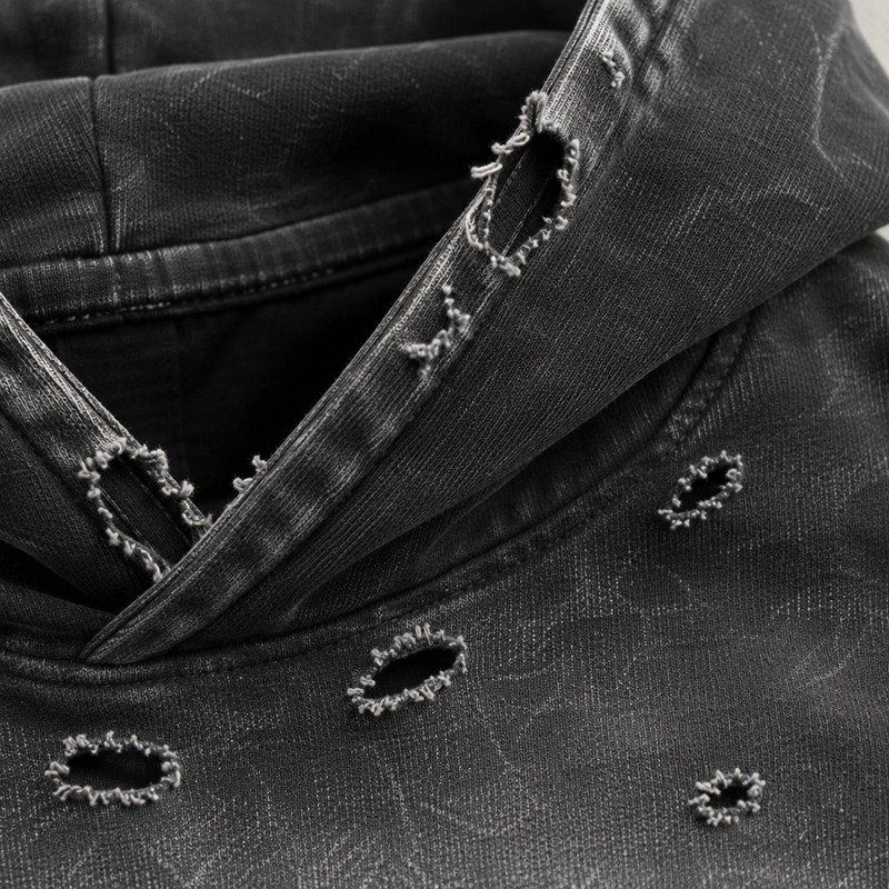 Gradient Washed Spray dye Fray Letter Applique Hoodie