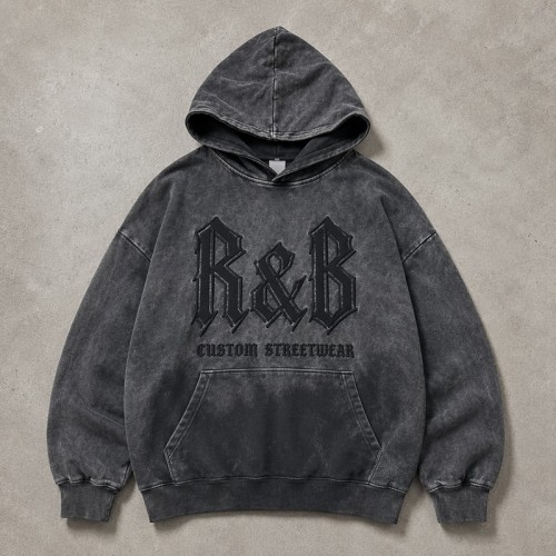 Wash Spray Dye 3D Embroidery Hoodie | Heavy cotton fleece oversized fit | Custom Streetwear Manufacturer
