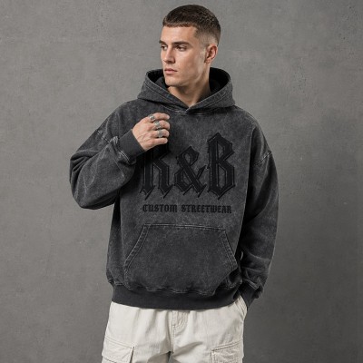 Wash Spray Dye 3D Embroidery Hoodie | Heavy cotton fleece oversized fit | Custom Streetwear Manufacturer