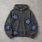 Washed Denim Star Fray Applique Zip Hoodie | Retro Casual Y2K Streetwear | OEM Streetwear