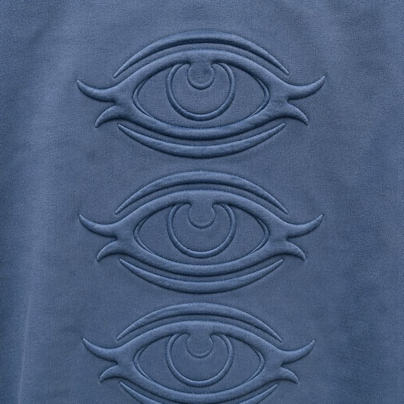 Washed Padded Embroidery Tribal Eye Hoodie