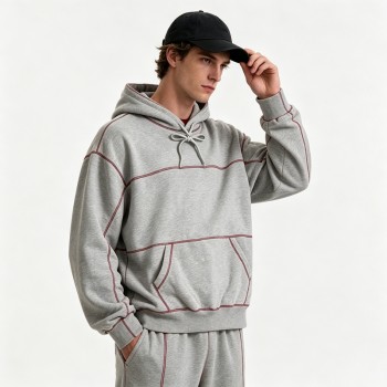 Contrast Stitch Seam Hoodie Set | 100% Cotton Oversized | Casual Street Athleisure Outfit | Streetwear Manufacturer