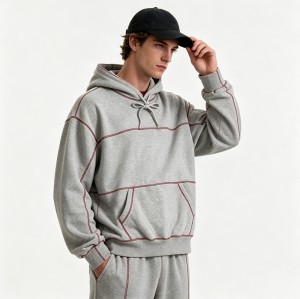 Contrast Stitch Seam Hoodie Set | 100% Cotton Oversized | Casual Street Athleisure Outfit | Streetwear Manufacturer