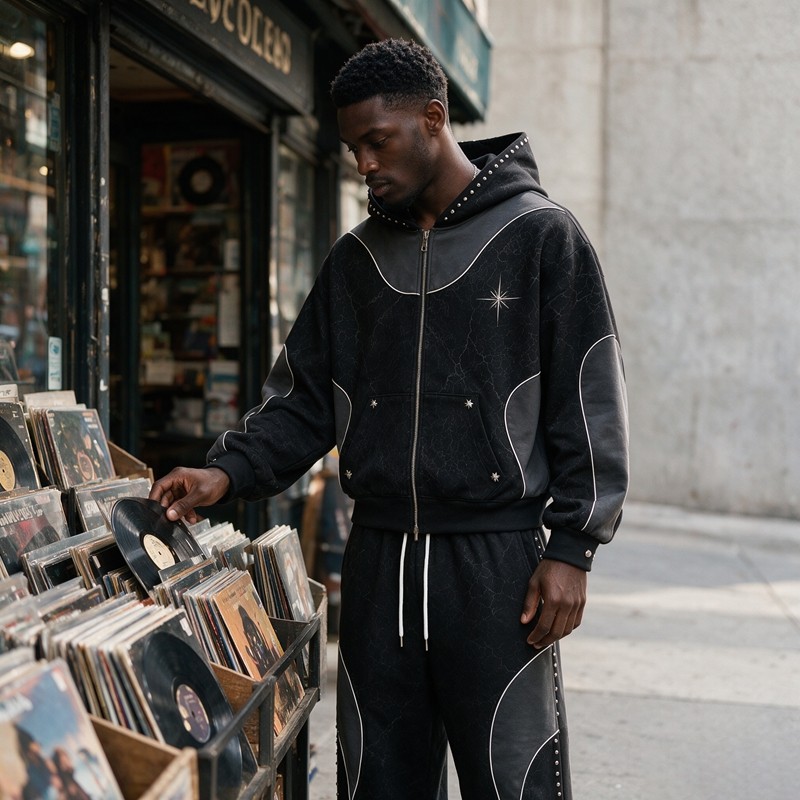 Washed Rivet Hoodie Tracksuit