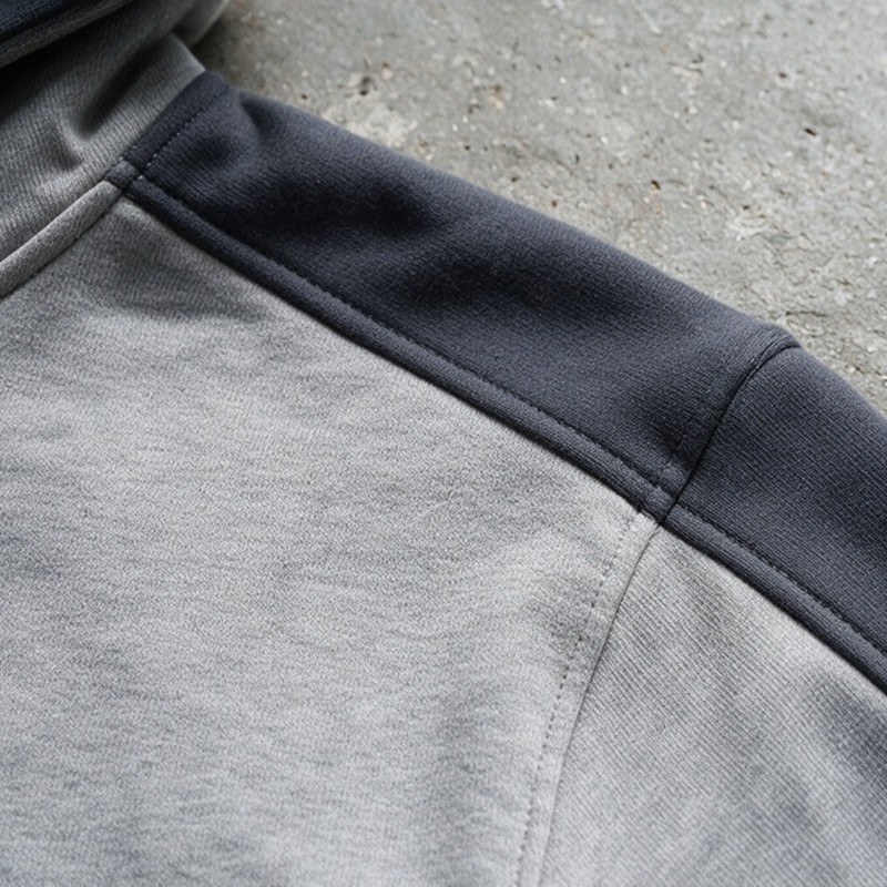 Color Block Splicing Zip Hoodie Short Set