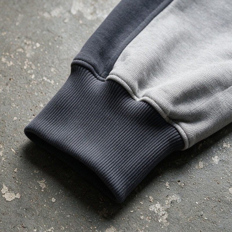 Color Block Splicing Zip Hoodie Short Set