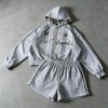 Screen Print Leopard Lined Zip Hoodie Short Set | Street casual hip hop daily wear | Custom Streetwear
