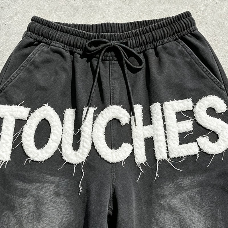 Washed Towel Embroidery Letter Hoodie Set
