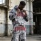 DTG Print 3D Embroidery Zip Hoodie Short Set | Vintage Fray Distressed Look | Graffiti Hip Hop Daily Streetwear | Custom Streetwear