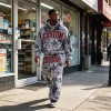 DTG Print 3D Embroidery Zip Hoodie Short Set | Vintage Fray Distressed Look | Graffiti Hip Hop Daily Streetwear | Custom Streetwear