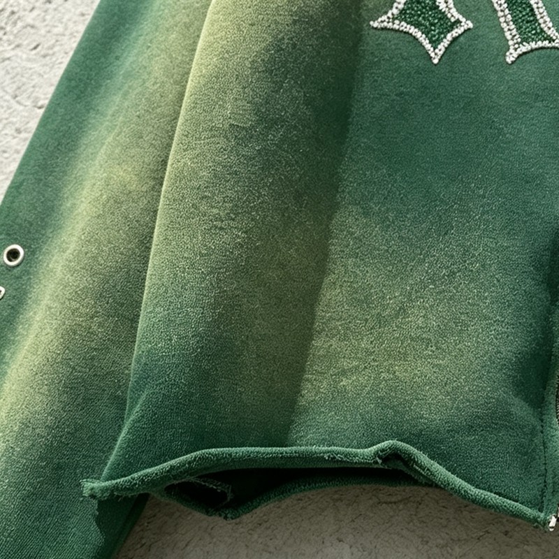 Washed Spray Dye Rhinestone Hotfix Zip Hoodie Pant Set