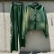 Washed Spray Dye Rhinestone Hotfix Zip Hoodie Pant Set | Gradient Vintage Fray Effect | Punk Hip Hop Casual Streetwear | OEM Streetwear