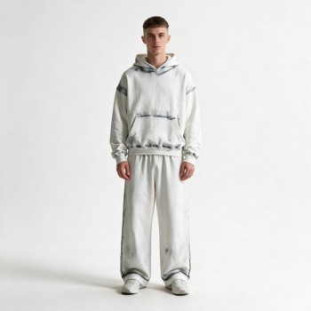 Spray Dye Splash Ink Hoodie Pant Set | Cotton Blend Oversized Wide Leg Fit | Custom Streetwear