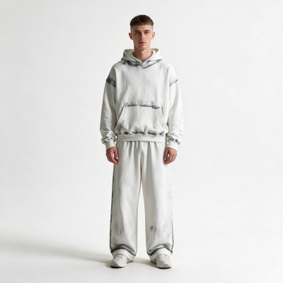 Spray Dye Splash Ink Hoodie Pant Set | Cotton Blend Oversized Wide Leg Fit | Custom Streetwear