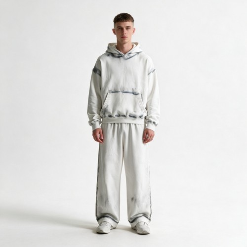 Spray Dye Splash Ink Hoodie Pant Set | Cotton Blend Oversized Wide Leg Fit | Custom Streetwear