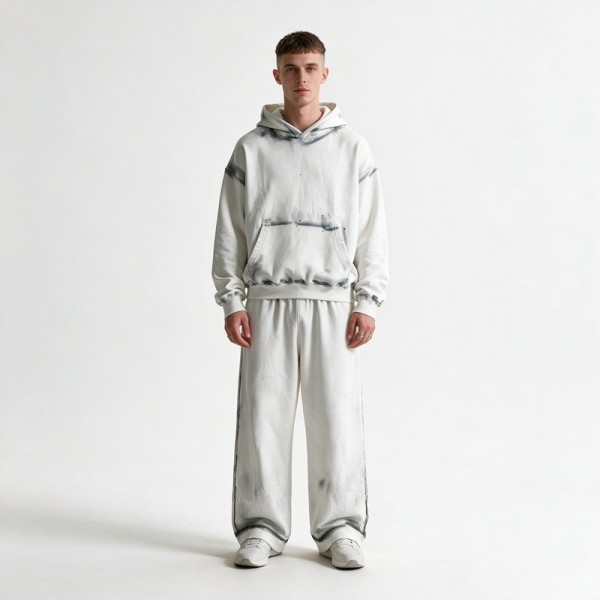 Spray Dye Splash Ink Hoodie Pant Set | Cotton Blend Oversized Wide Leg Fit | Custom Streetwear