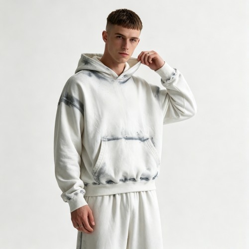Spray Dye Splash Ink Hoodie Pant Set | Cotton Blend Oversized Wide Leg Fit | Custom Streetwear