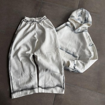 Spray Dye Splash Ink Hoodie Pant Set | Cotton Blend Oversized Wide Leg Fit | Custom Streetwear