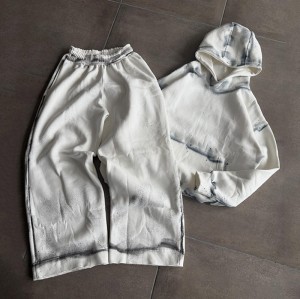 Spray Dye Splash Ink Hoodie Pant Set | Cotton Blend Oversized Wide Leg Fit | Custom Streetwear