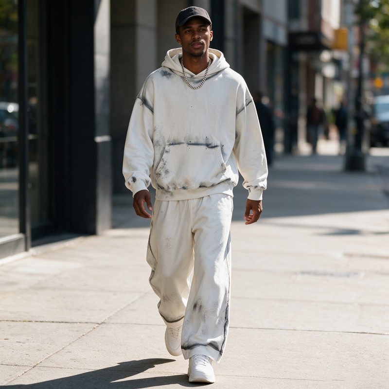 Spray Dye Splash Ink Hoodie Pant Set
