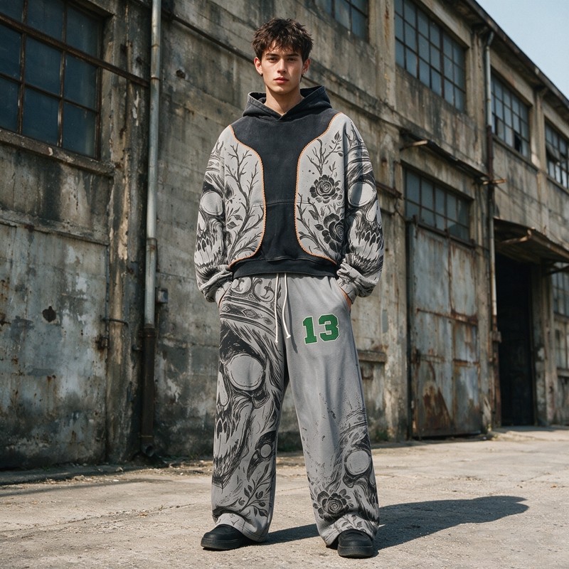 Wash Screen DTG Print Hoodie Pant Set