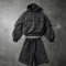 Washed Embroidery Layered Cape Hoodie Set | Vintage Acid Wash Gothic Flame Design | OEM Streetwear